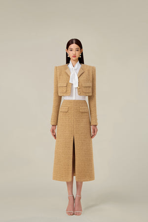 GOLD TWEED CROP JACKET