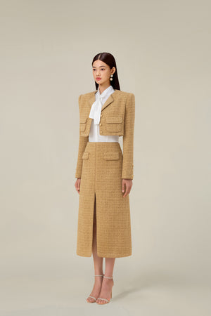 GOLD TWEED CROP JACKET