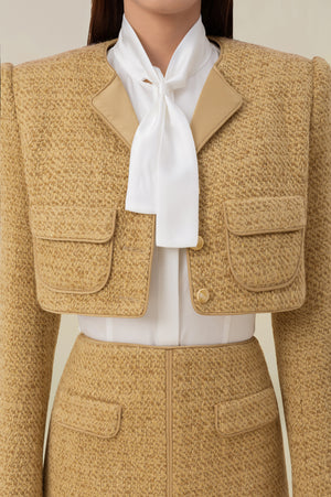 GOLD TWEED CROP JACKET