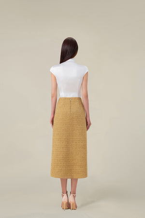 GOLD TWEED A-LINE SKIRT
