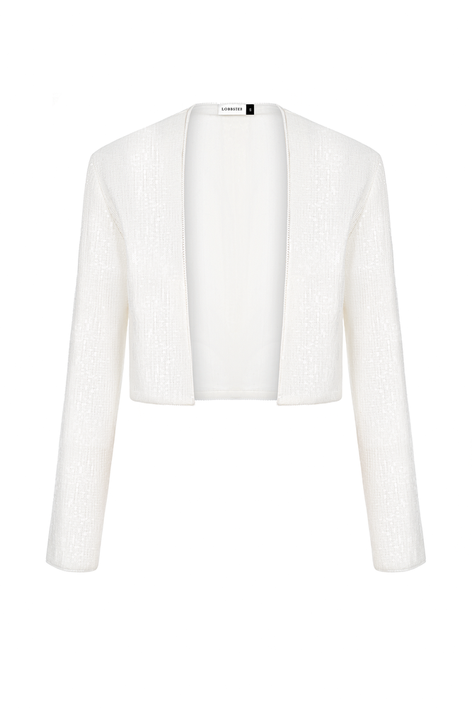 WHITE BEADED CARDIGAN