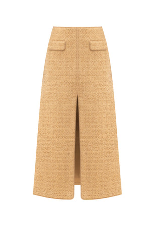 
            
                Load image into Gallery viewer, GOLD TWEED A-LINE SKIRT
            
        