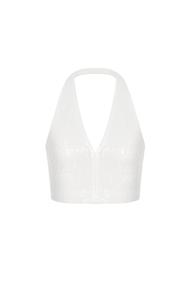 WHITE BEADED TOP