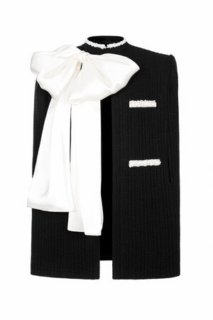 BLACK BEADED KNIT CAPE