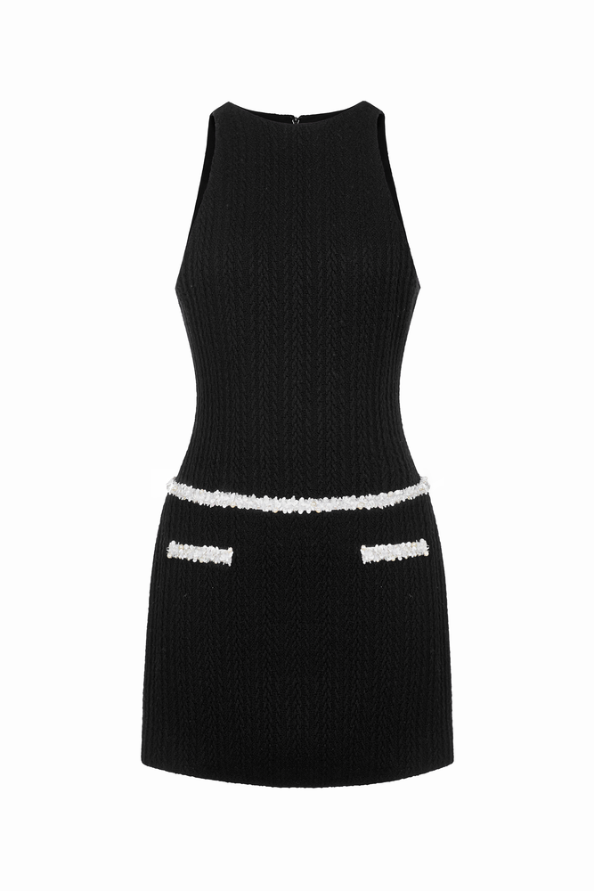 
            
                Load image into Gallery viewer, BLACK BEADED KNIT DRESS
            
        