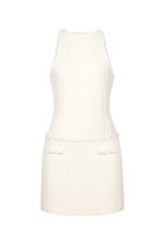 WHITE BEADED KNIT DRESS