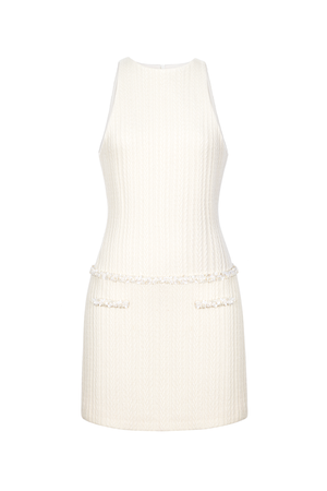 WHITE BEADED KNIT DRESS