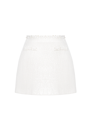 
            
                Load image into Gallery viewer, WHITE BEADED MINI SKIRT
            
        