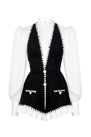 BLACK TWEED ROMPER
