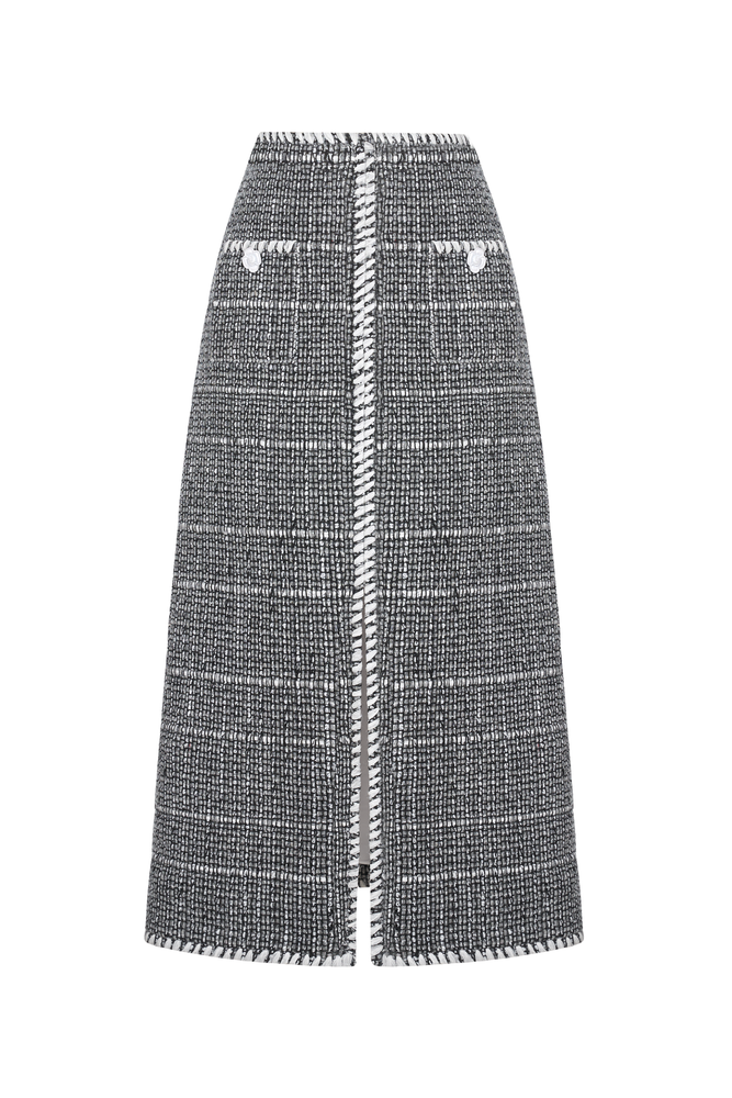 BLACK TWEED A-LINE SKIRT