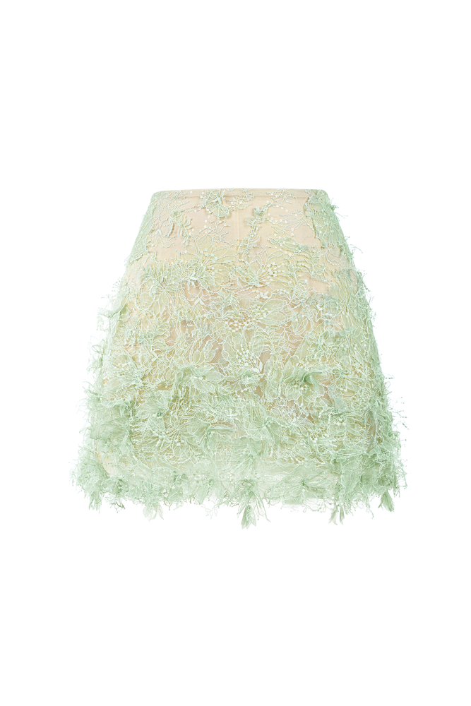 Mint Beaded Lace Skirt
