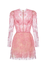 Pink  Beaded Lace Dress
