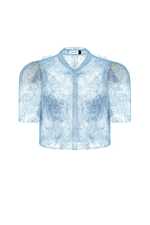 Blue Beaded Lace Top