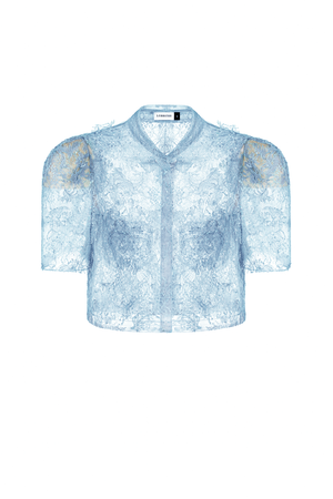Blue Beaded Lace Top