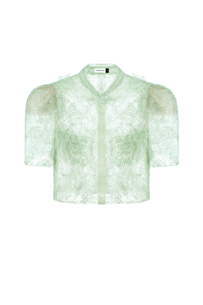 
            
                Load image into Gallery viewer, Mint Beaded Lace Top
            
        
