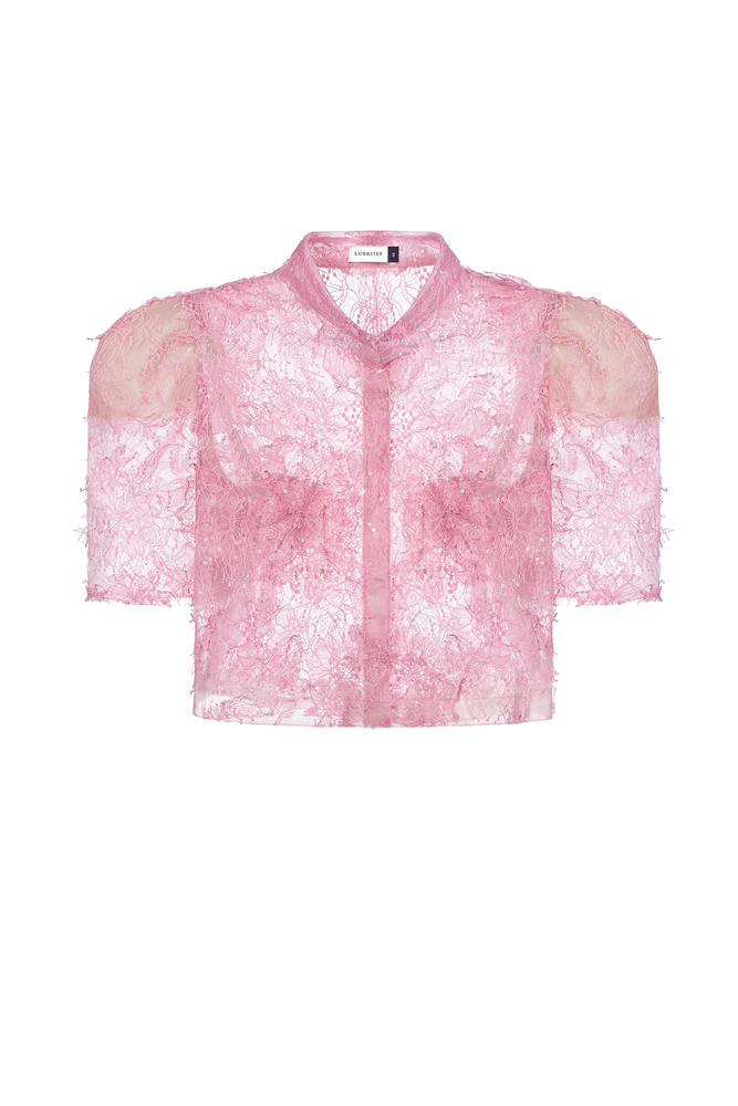 Pink Beaded Lace Top