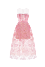 Pink Beaded Lace Mini Dress