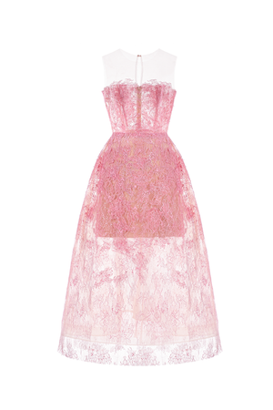 Pink Beaded Lace Mini Dress
