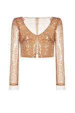 Honey Beaded Mesh Shirt