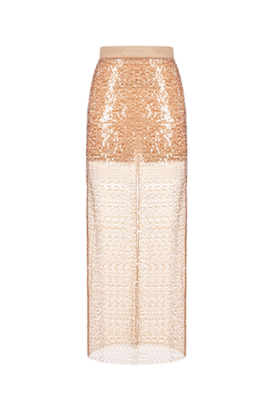 Honey Beaded Mesh Skirt