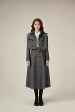 RELAXED CROP TRENCH COAT - GREY
