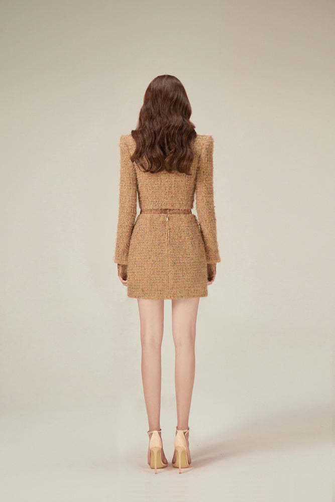 GOLD TWEED TRENCH SKIRT