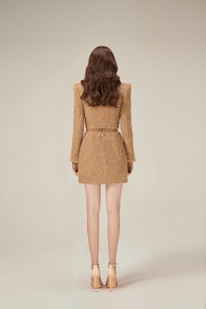 GOLD TWEED TRENCH SKIRT