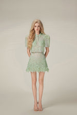 Mint Beaded Lace Skirt