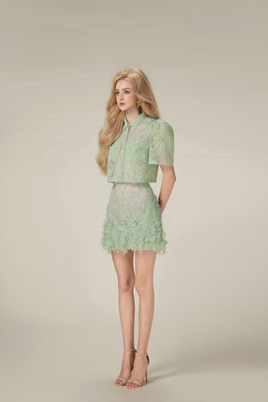 Mint Beaded Lace Top