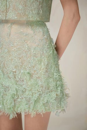 Mint Beaded Lace Skirt