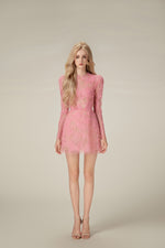 Pink  Beaded Lace Dress