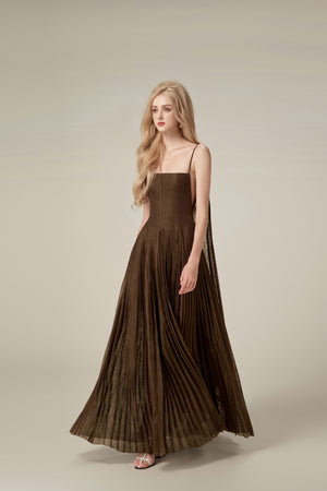 Chocolate Linen Maxi Dress