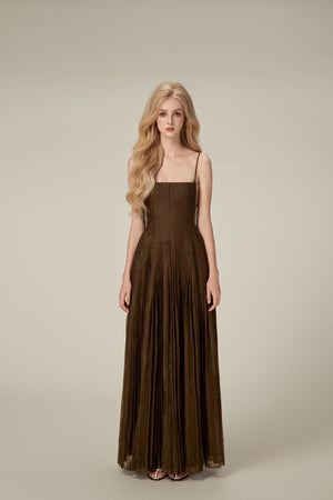 Chocolate Linen Maxi Dress