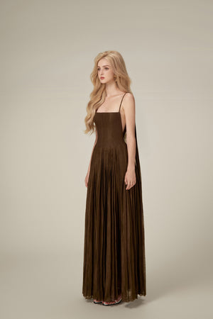 Chocolate Linen Maxi Dress