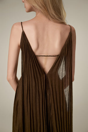 Chocolate Linen Maxi Dress