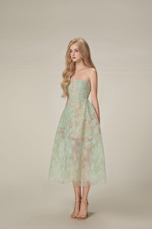 Mint Beaded Lace Mini Dress