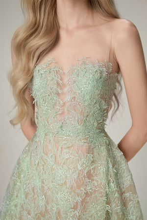 Mint Beaded Lace Mini Dress
