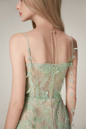 Mint Beaded Lace Pencil Dress