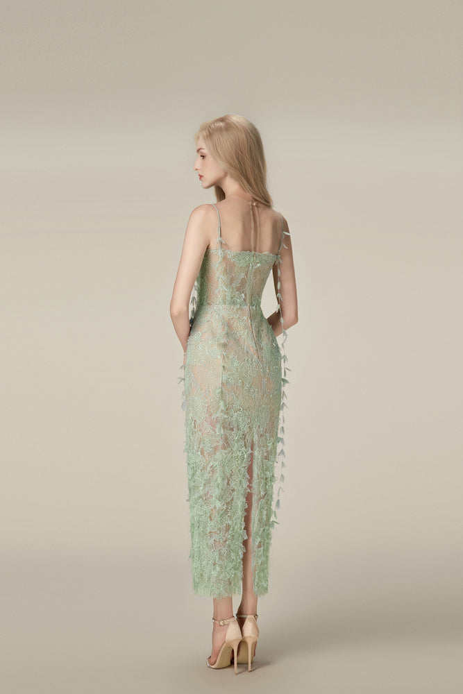 Mint Beaded Lace Pencil Dress