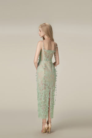 Mint Beaded Lace Pencil Dress