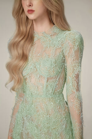 Mint Beaded Lace Dress