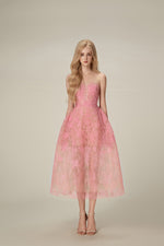 Pink Beaded Lace Mini Dress