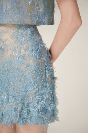 Blue Beaded Lace Skirt