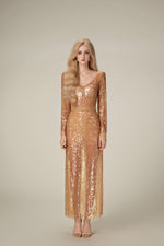 Honey Beaded Mesh Shirt