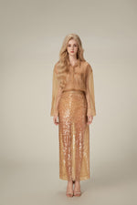 Honey Beaded Mesh Top
