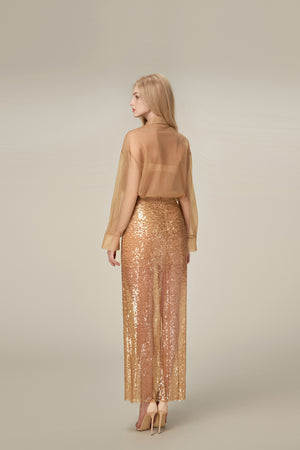 Honey Beaded Mesh Skirt