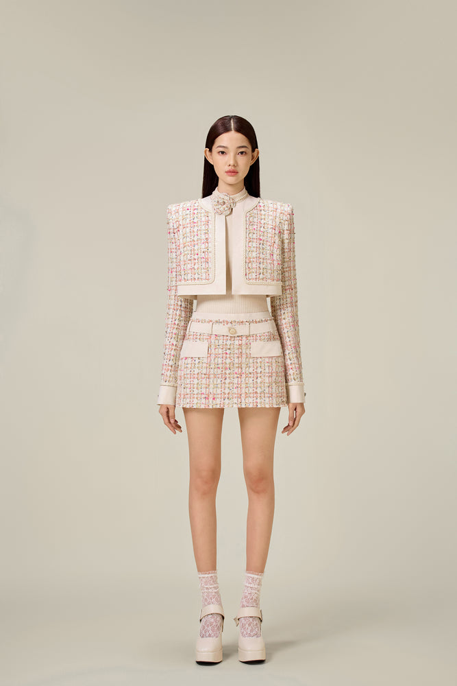 PINK TWEED MINI SKIRT