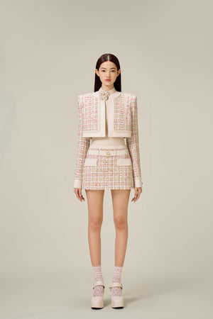 PINK TWEED MINI SKIRT