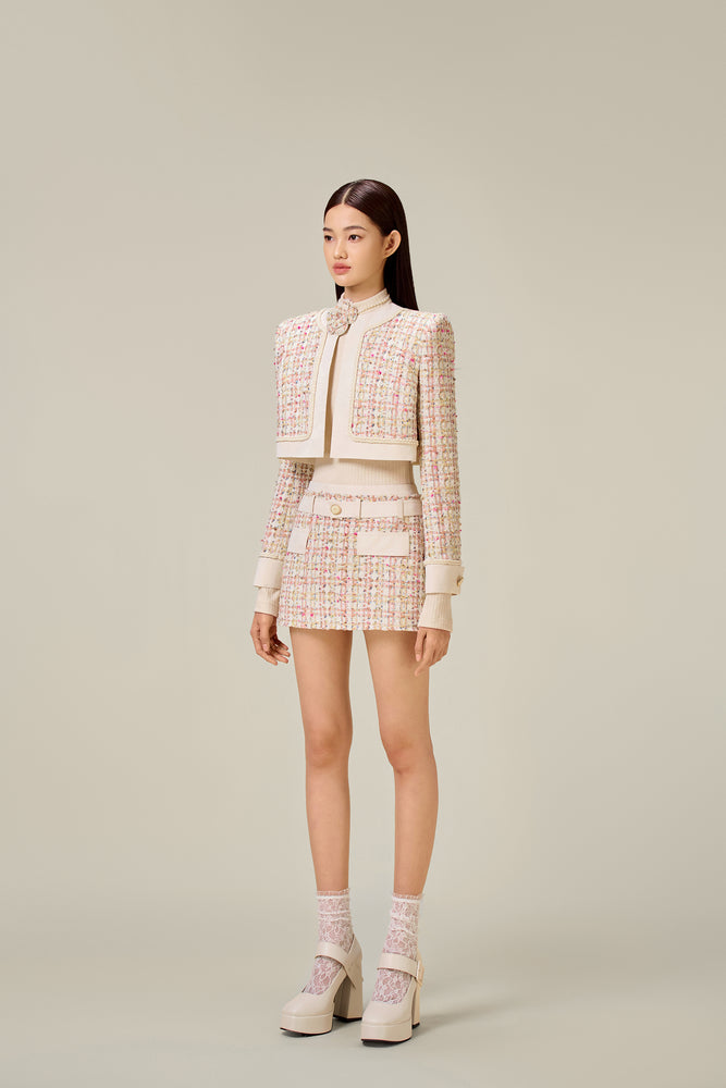 PINK TWEED MINI SKIRT
