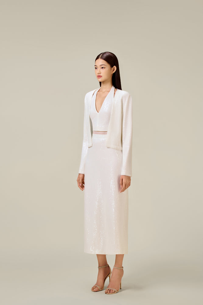 WHITE BEADED CARDIGAN